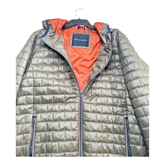 Tommy Hilfiger Packable Hooded Puffer Jacket Men's Large Olive Green - Picture 4 of 12